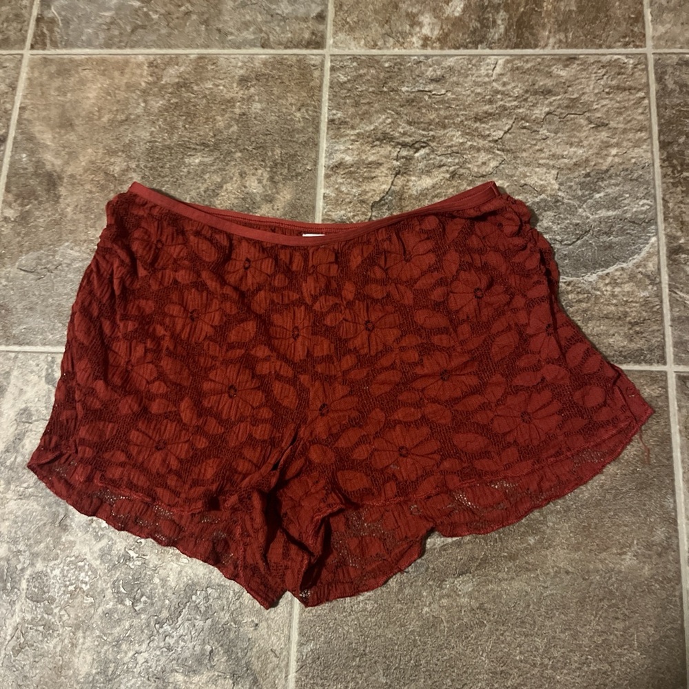 Aerie Scarlet Maroon Lace Shorts